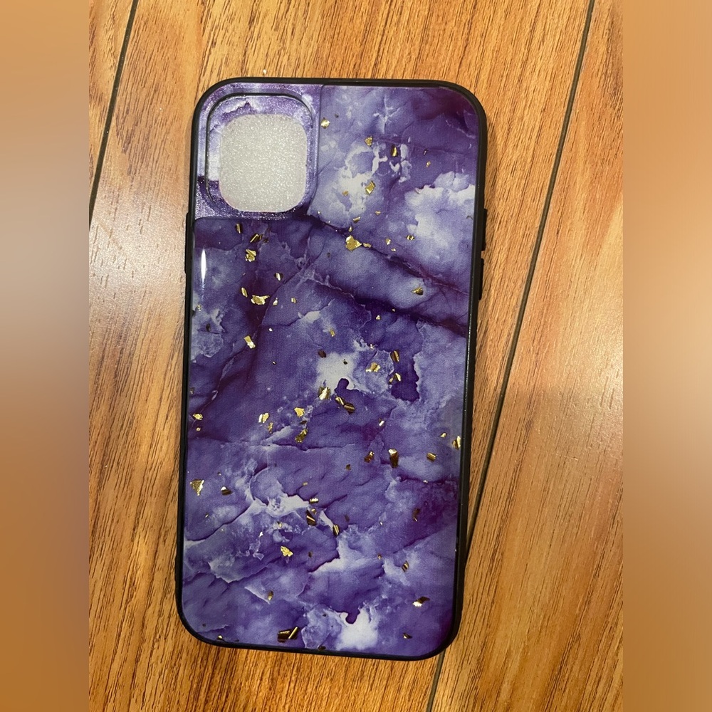 Purple Marble Phone Case with Gold Accents for iPhone 11